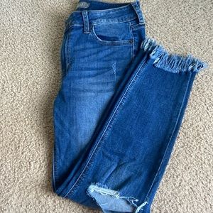 Dark blue Just USA distressed jeans, size 8